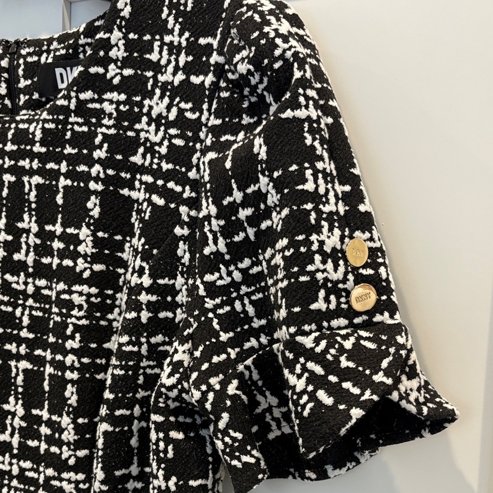 DKNY size 12 tweed Elegant Black and White Women's Dress - Picture 3 of 3